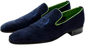 Bijan Navy Blue & Green Suede Loafer: US$3,800.