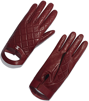 Chanel women's lambskin burgundy gloves: US$950.