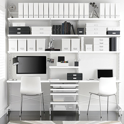 White Elfa Décor Freestanding Office.