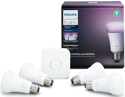 Philips Hue White and Color Ambiance A19 60W Equivalent LED Smart Bulb Starter Kit: US$249.99.