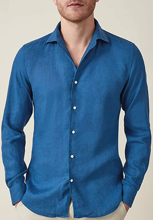 Luca Faloni Royal Blue Portofino men's linen shirt: €130.