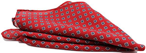 Andrew's Milano Orange with Blue Squares Wool Pocket Square: $49 CAD.