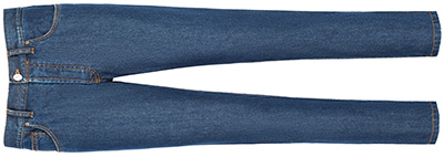 Brioni blue slim fit jeans with stitching in contrasting color, fly front with buttons & rust stitching: US$550.