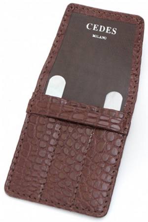 CEDES Milano 3 Pocket Brown Crocodile Collar Stay Holder: US$175.