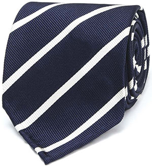 Drake's Navy & White Handrolled Woven Super Repp Tie: £125.