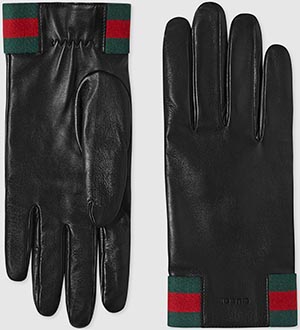 Gucci men's leather gloves with web: US$730.