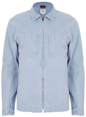 River Island Light blue denim zip up shacket: £38.