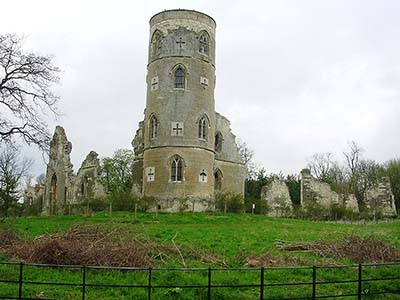 Wimpole's Folly: mock semi-ruined castle designed by Sanderson Miller, in the grounds of Wimpole Hall.