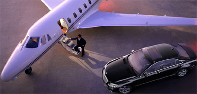 Mercedes-Benz S600 sedan & Learjet.