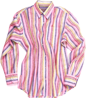 Alexander Julian Energetic Stripe Hidden Buttondown Sport Shirt: US$185.