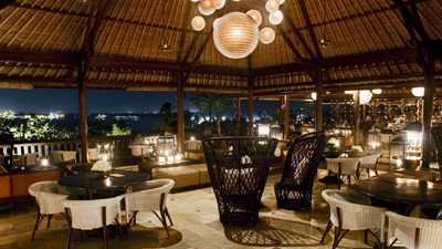 The Terrace Bar & Lounge at Four Seasons Resort Jimbaran Bay, Bali.