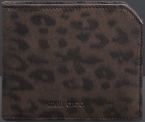 Jimmy Choo Albany Brown Folded Leopard Laser Print Leather Men's Wallet £325.