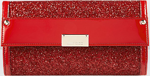 Jimmy Choo Reese Red Coarse Glitter Fabric Wallet: £395.