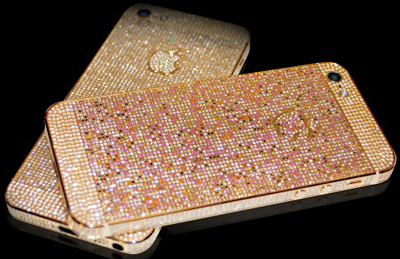The Adamas & Aurora Collection of bejeweled iPhones 5s by Continental mobiles.