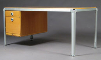 DJOB AJ writing desk designed by Danish architect and designer Arne Jacobsen in 1971 for the Danish National Bank.