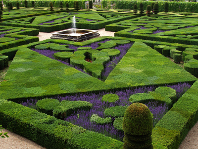 French formal garden of Château de Villandry (Indre-et-Loire), France.