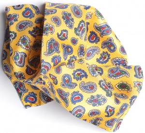 Gagliardi Yellow With Royal & Red Paisley Pocket Square: €14.