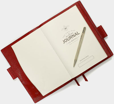 Anya Hindmarch Bespoke A5 Two Way Journal, London Grain in Red: £360.