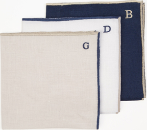 Holland & Sherry Julia B Monogrammed Deauville Pocket Squares: US$80.