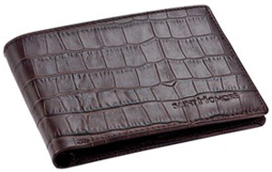 Saint Honoré Paris black leather 'croco design' with brown stiching wallet.