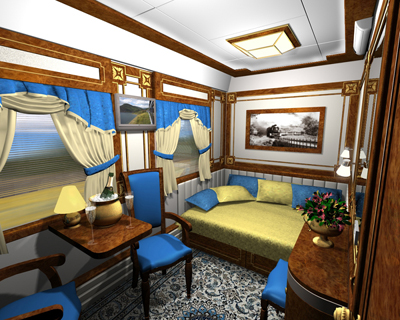 The Imperial Suite of the Golden Eagle Trans-Siberian Express.