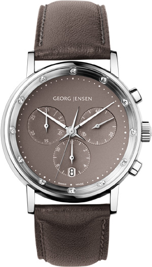 Georg Jensen KOPPEL 417 - 38 mm chronograph, taupe mother-of-pearl dial: US$2,100.