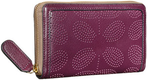 Orla Kiely Sixties Stem Punched Leather Big Zip Wallet: US$208.