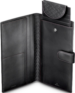 Omega Men's Travel Wallet, 'Symbol', black.