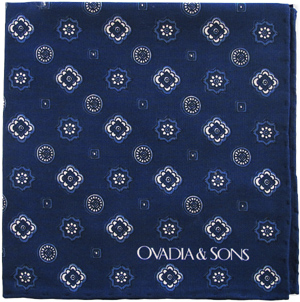 Ovadia & Sons Indigo Medallion Print Pocket Square: US$75.