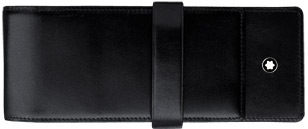 Montblanc Meisterstück Pouch for three writing instruments made of black full-grain calfskin with black jacquard lining, with compartment for 3 writing instruments the size of Meisterstück Classique or LeGrand.