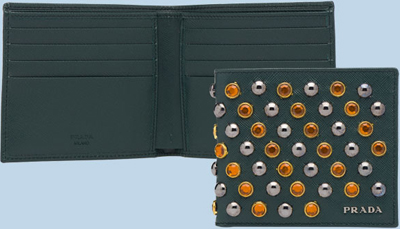 Prada Studded Saffiano Calf Leather Wallet with Decorative Stones: £260.