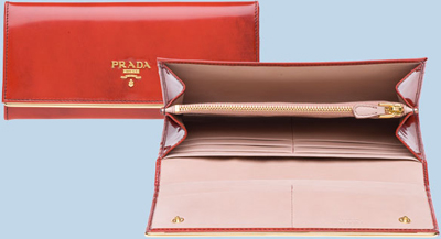 Prada Metallic Brushed Calf Leather Rectangular Flap Wallet: US$515.