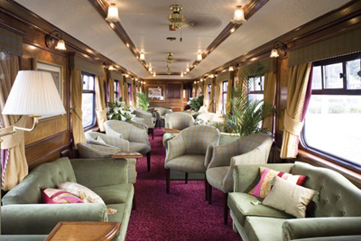 The lounge car of Belmond Royal Scotsman.