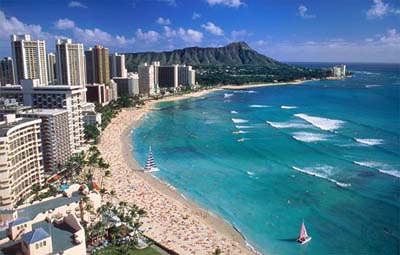 Waikiki Beach, Honolulu, island of O'ahu, Hawaii, U.S.A.