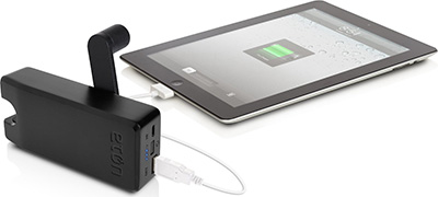 Eton NBOTU4000B Rechargeable USB Battery Pack with Hand Turbine Power Generator, Black: US$79.99.