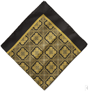 Paul Stuart Baroque Pattern Men's Silk Pocket Square: US$79.50.