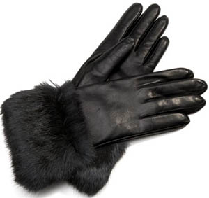 Aspinal of London Ladies Fur Cuffed Leather Gloves Nappa Gloves.