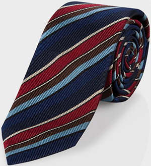 Paul Smith Men's Damson And Blue Diagonal Stripe Narrow Silk Tie: €110.