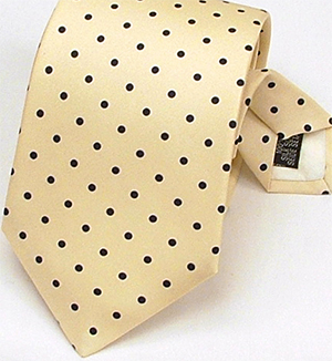Bromleys Yellow Black Polka Dot Printed Silk Tie: £14.