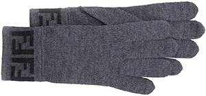 Fendi Men's Zucca Knit Gloves, Gray/Black: US$150.