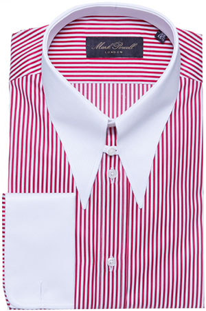 Mark Powell Spear Tab Collar Shirt Stripe Red/White Men's Shirt: £150.