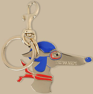 Trussardi Women's Brass and enamel key ring with lobster claw clasp. Artisan-made in Italy.