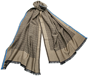 Davidoff men's Beige Jacquard Icon Pattern Scarf.