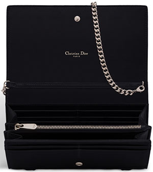 Dior Women's Diorama Rendez-Vous Wallet in Black Lambskin.