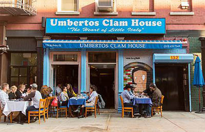 Umbertos Clam House, 132 Mulberry St, Frnt 1, New York City, NY 10013-0481.
