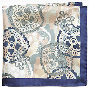 Joseph Abboud Blue Floral Silk Pocket Square.