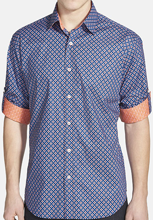 Bugatchi Shaped Fit Short Sleeve Floral Print Sport Shirt: US$199.