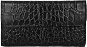 Etienne Aigner Camelia Classic Wallet in black croco embossed leather: US$225.