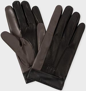 Paul Smith Men's Black Tri-Colour Touchscreen Friendly Leather Gloves: €255.