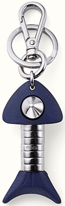 Fendi Handmade blue calfskin and metal fishbone men's keyring: €360.